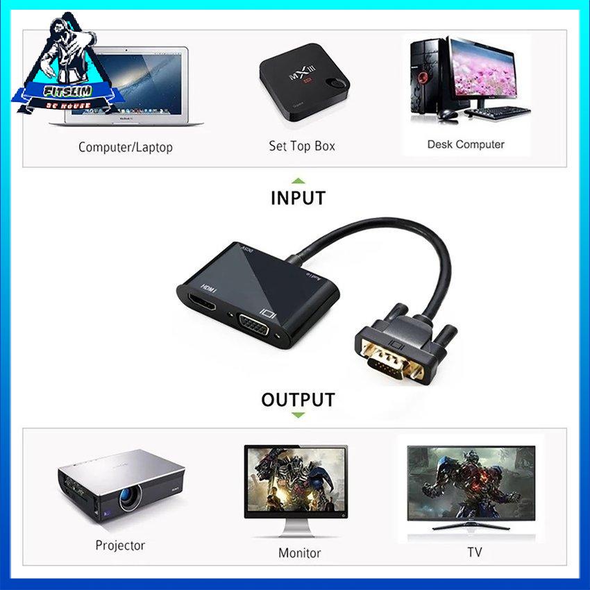 Bộ Chuyển Đổi Màn Hình Vga Sang Hdmi Tương Thích 2 Trong 1 Cáp Âm Thanh Video Độ Nét Cao
