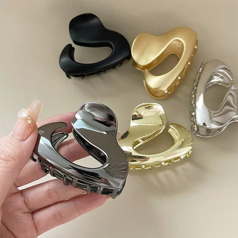 Kẹp Tóc Đuôi Ngựa Bằng Kim Loại Thiết Kế Không Đều Đơn Giản Phong Cách Hàn Quốc Cổ Điển Thanh Lịch Cho Nữ