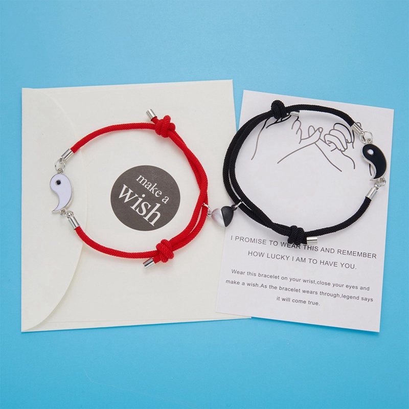 2 Vòng Tay Mặt Dây Chuyền Hình Trái Tim Có Từ Tính Thời Trang Cho Cặp Đôi