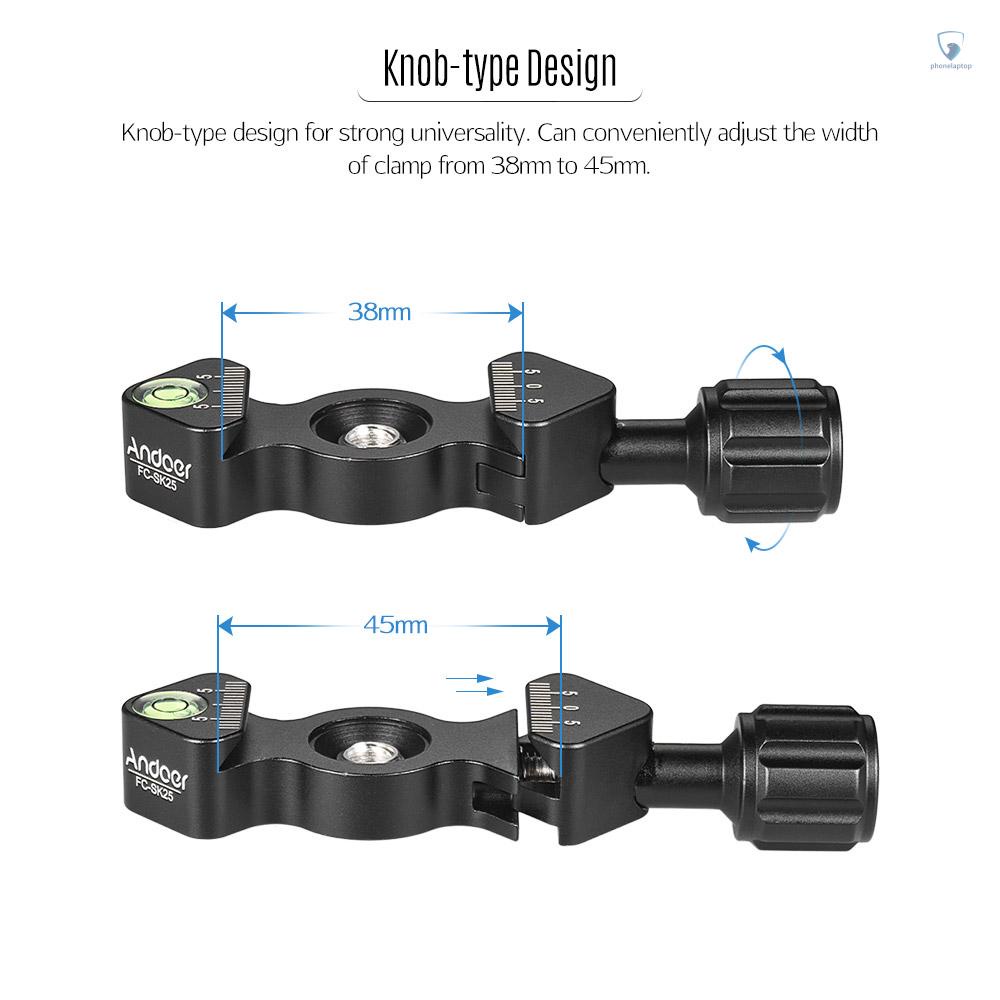Kẹp Hợp Kim Nhôm Andoer FC-SK25 Tháo Lắp Nhanh Với Lỗ Vít 1 / 4 &quot;&amp; 3 / 8&quot; Cho RSS Arca-Swiss Kirk Mark Benro Sirui SUNWAYFOTO Photo Clam