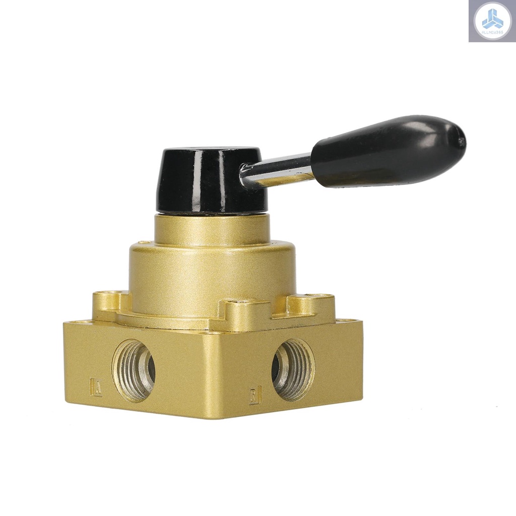 1/2-inch Pneumatic Rotary Lever Hand Valve 4 Way 3 Position Air Hand Valve Pneumatic Air Flow Control