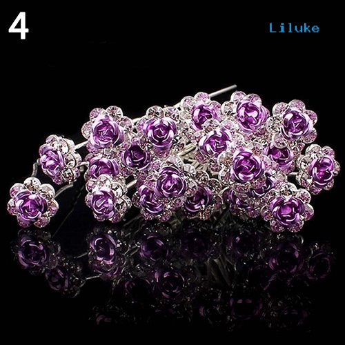 Bộ 5 Kẹp Tóc Hợp Kim Trang Trí Hoa Hồng Đính Đá Thời Trang Cho Nữ