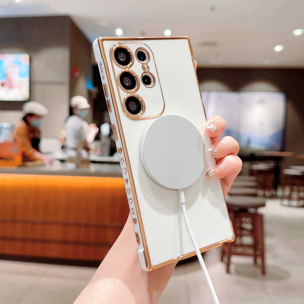 Ốp Điện Thoại Silicon Mạ Điện Hình Trái Tim Cho Samsung Galaxy S23 S22 Ultra Samsung S23 S22