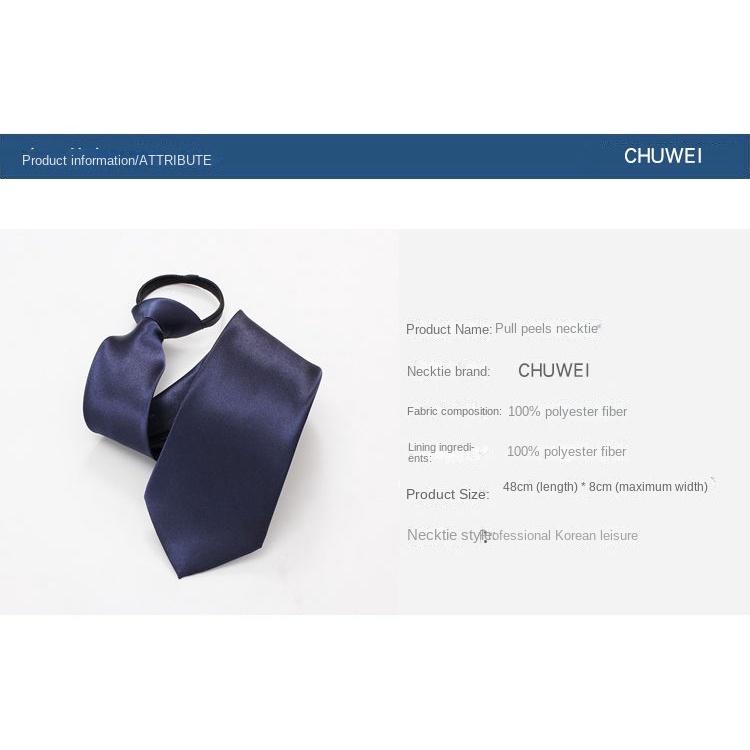 Cà Vạt Màu Đen / Đỏ / Xanh Đơn Sắc Có Khóa Kéo Chuyên Nghiệp Cho Nam Và Nữ