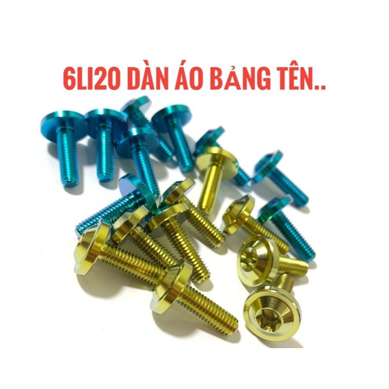 (GR5 XỊN) Ốc titan 6li20 dù to gắn dàn áo bảng tên ốp pô