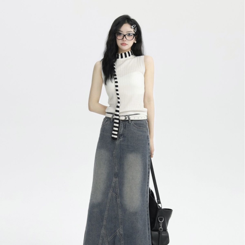 COZOK Áo Không Tay Cổ Cao Màu Sắc Đơn Giản Quyến Rũ Cho Nữ