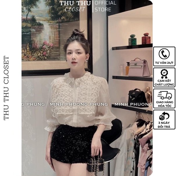 Áo sơ mi cổ bèo siêu xinh. Size S M