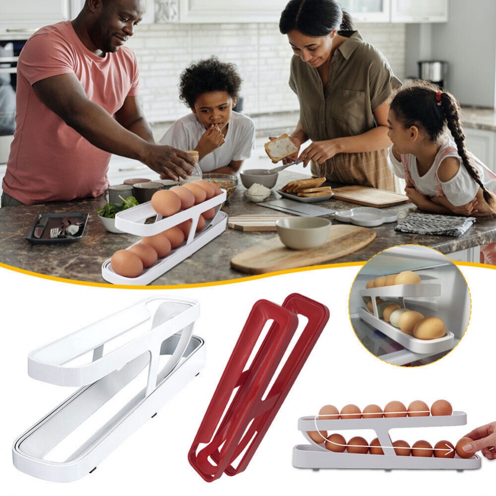 Giá Đựng Trứng Cuộn Tự Động 2 Tầng 12-14 Ô Cho Tủ Lạnh