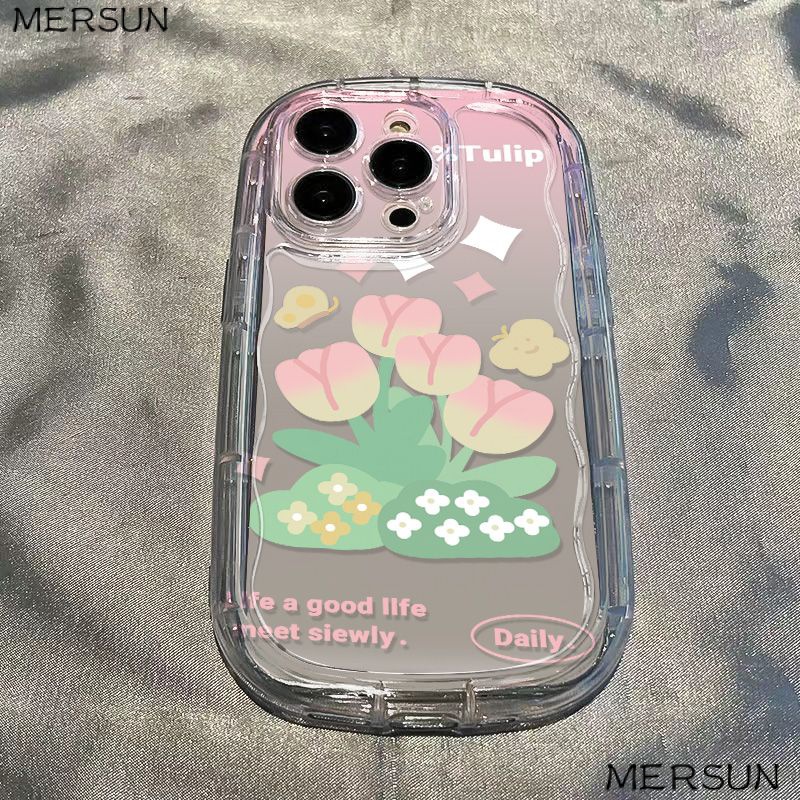 ✅Ốp Điện Thoại Dẻo Trong Suốt Họa Tiết Hoa Tulip Dễ Thương Chống Sốc Cho iPhone14xs promax13 7xr 11 / / / 8p12