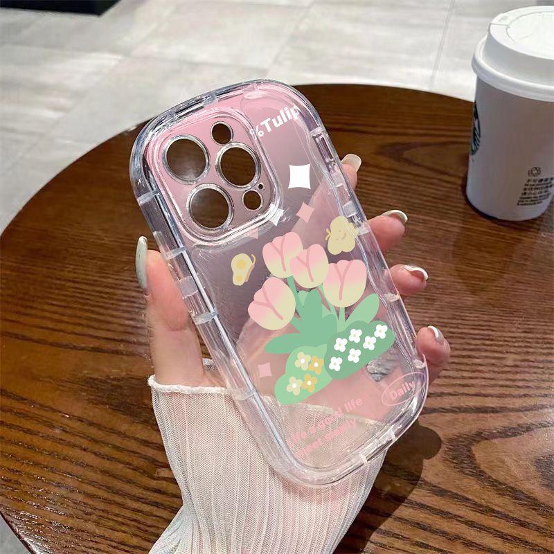 ✅Ốp Điện Thoại Dẻo Trong Suốt Họa Tiết Hoa Tulip Dễ Thương Chống Sốc Cho iPhone14xs promax13 7xr 11 / / / 8p12