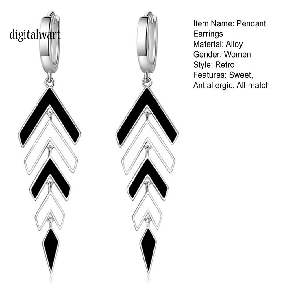 Kỹ Thuật Số| 1 Cặp Bông Tai Dáng Dài Phối Tua Rua Màu Trắng Đen Phong Cách Retro