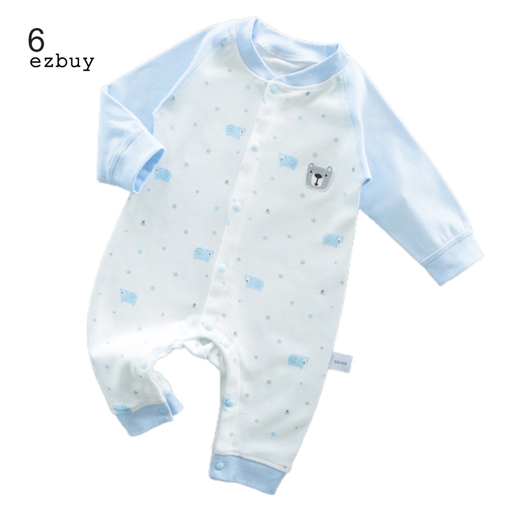 Áo Liền Quần Dài Tay Thoáng Khí Giữ Ấm In Họa Tiết Dễ Thương Cho Bé