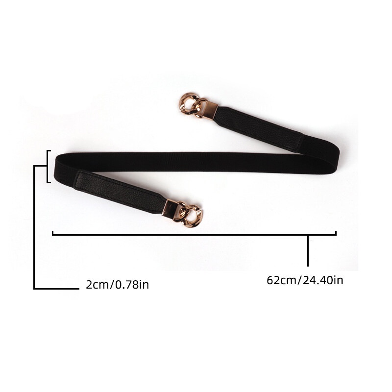 Thắt Lưng Da PU Bản Nhỏ Co Giãn Phối Khóa Kim Loại Thời Trang Cho Nữ