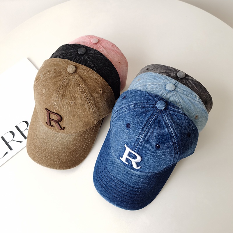 Mũ Lưỡi Trai Denim Mềm Chống Nắng In Chữ Phong Cách Đường Phố Mỹ Cá Tính