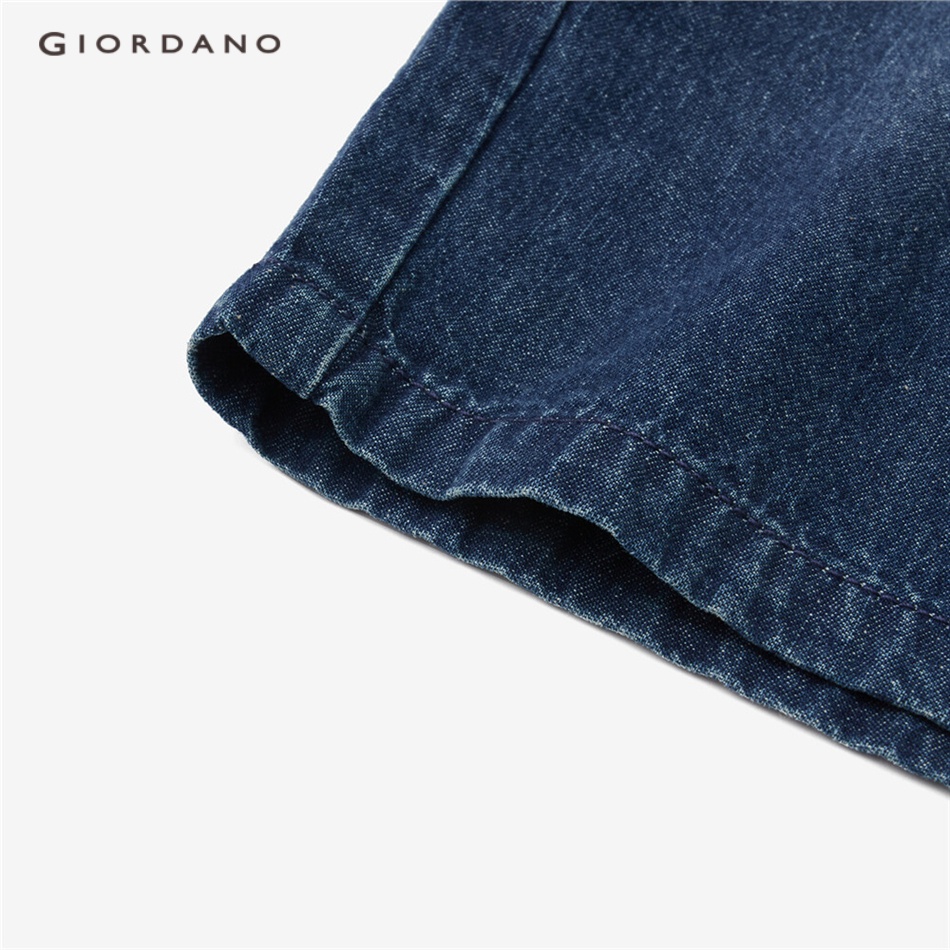 Quần đùi jean GIORDANO 13103211 100% cotton cạp vừa phối 5 túi dành cho nam