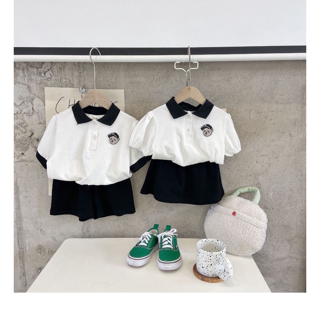 Set polo bé trai bé gái gấu Tweenie 100% cotton