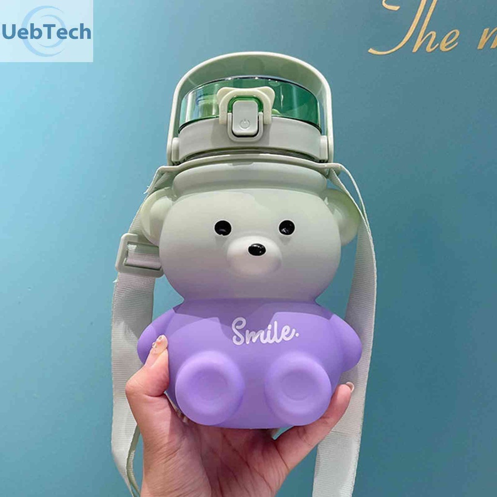 Cốc Uống Nước 1100ml Có Nắp Đậy Và Ống Hút Hình Gấu Dễ Thương