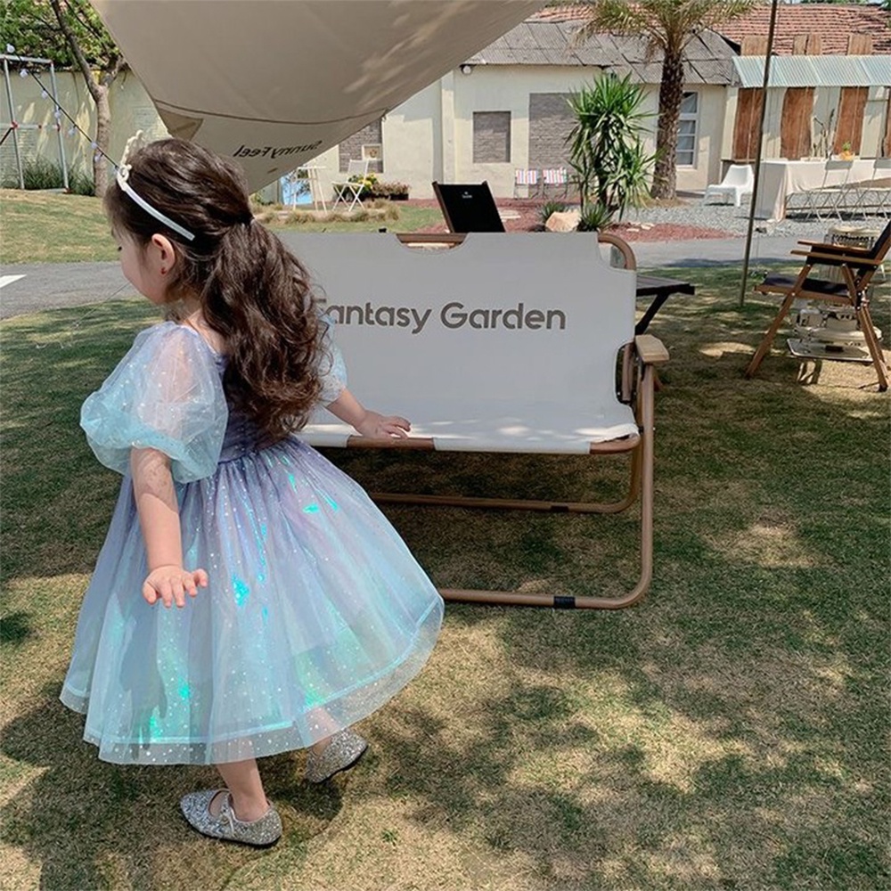 BEAR LEADER Đầm Xếp Ly Tay Phồng Màu Xanh Gradient Mẫu Mới 2023 Thời Trang Mùa Hè Cho Bé Gái 2-7 Tuổi