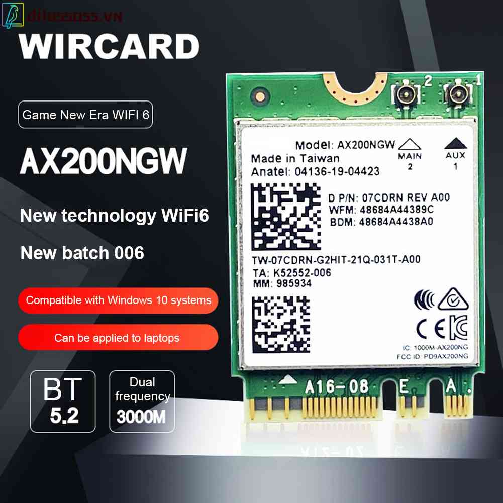 Card Mạng Bluetooth AX200NGW 2974M 2.4G 5G WiFi 6 M.2 Cho Intel