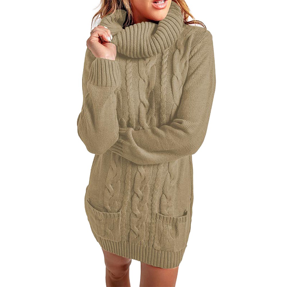 [MM0411] Đầm Len Jumper Dệt Kim Cổ Lọ Ấm Áp Cho Nữ