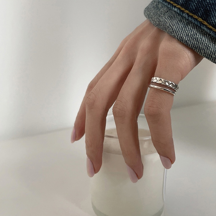 Nhẫn Hở Hai Lớp Dạng Xoắn Mạ Bạc Đơn Giản Cá Tính Thời Trang Hàn Quốc Cho Nữ