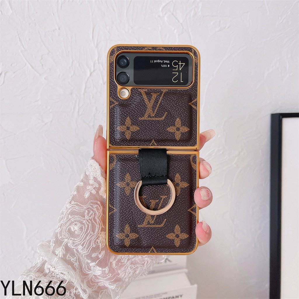 Ốp Điện Thoại Da PU Có Nhẫn Đỡ Cho Samsung Galaxy Z Flip 4 Z Flip 3 Z Flip4 5G