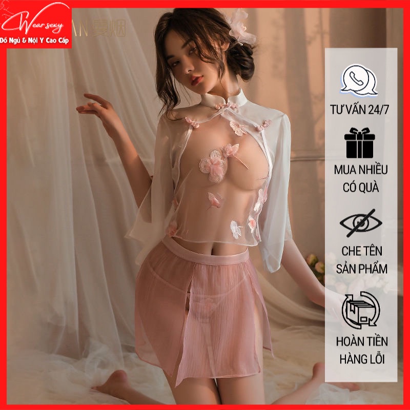 Hán phục Trong Suốt Thêu  Hoa Quyến Rũ 8576 [CWEAR.SEXY_ĐỒ NGỦ &amp; NỘI Y CAO CẤP]