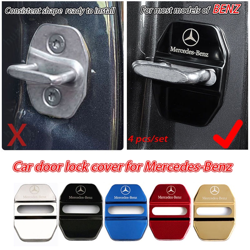 Set 4 Ốp Bảo Vệ Khóa Cửa Xe Hơi Mercedes-Benz GLE Sprinter GLCE-Class C-Class GLC A-Class CLA-Class E-Class V-Class GLA Bằng Thép Không Gỉ
