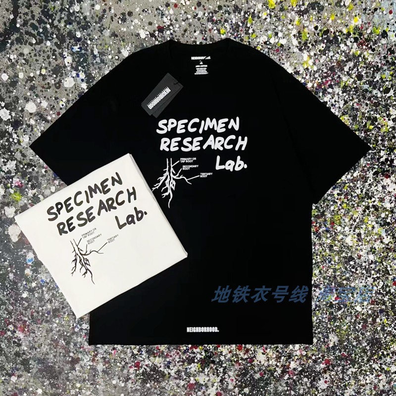 Nbhd Áo Thun cotton Tay Ngắn Cổ Tròn In LOGO Phòng Thí Nghiệm Rễ Cây Tiếng Anh Đơn Giản Cho Nam Và Nữ