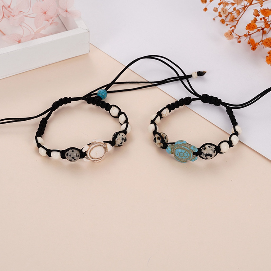 Bộ 2 Vòng Đeo Tay Dây Bện Gắn Đá Ngọc Lam Phong Cách Bohemian Cổ Điển Tùy Chỉnh Thời Trang