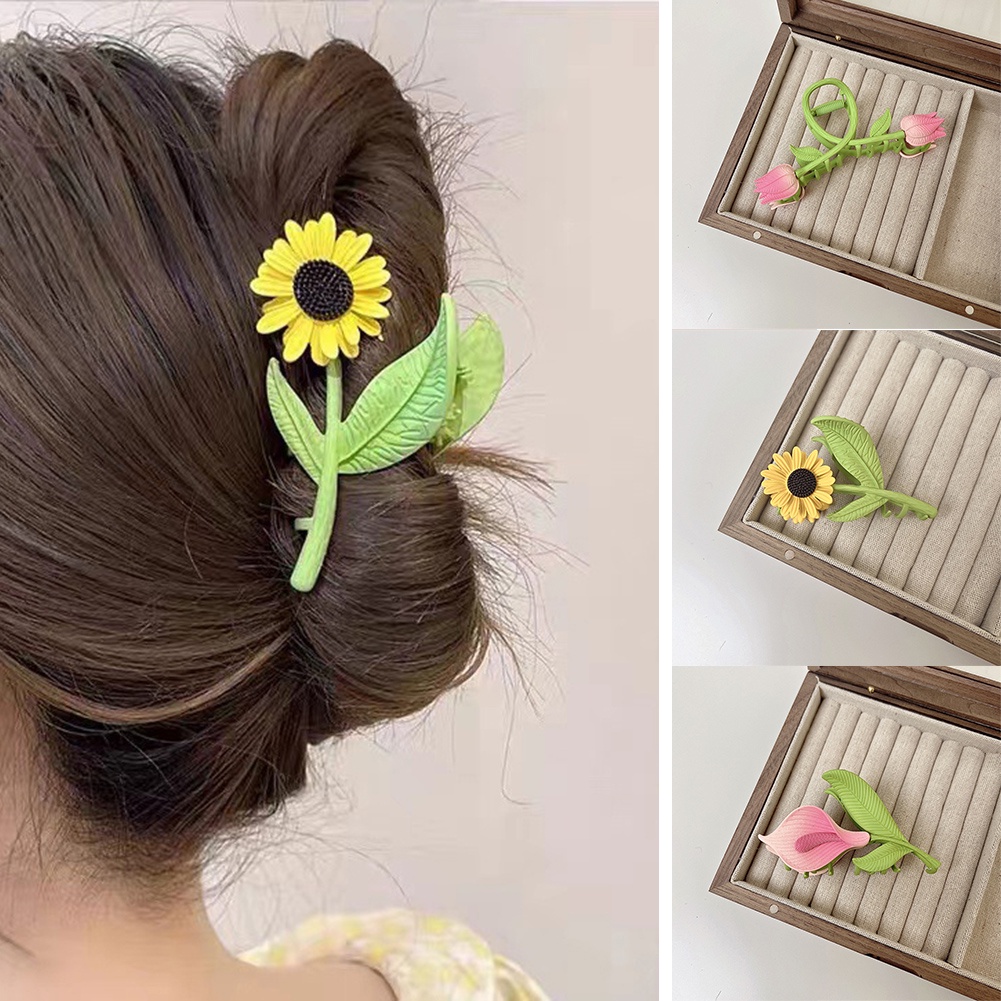 Kẹp Tóc Hoa Tulip / Cá Mập / Hoa Hướng Dương Kiểu Hình Học Cho Nữ