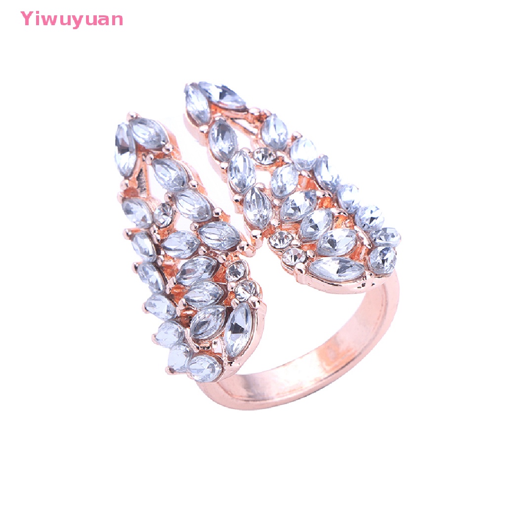 < Yiwuyuan > Nhẫn Hở Hình Lông Vũ Có Thể Điều Chỉnh Kích Cỡ Thời Trang Mới