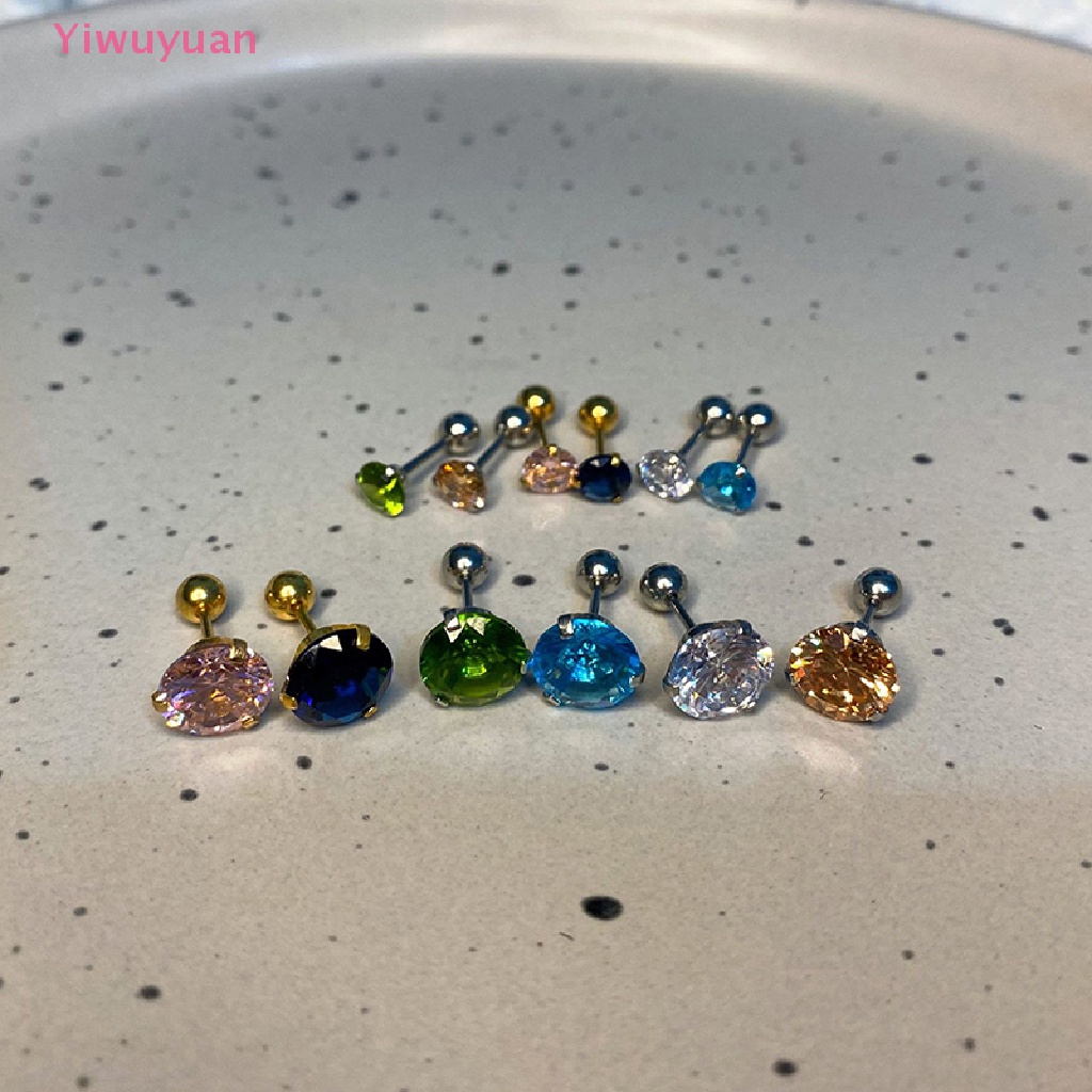 1 Khuyên Tai Nữ Đính Đá Zircon 5 / 8mm Thời Trang Mới