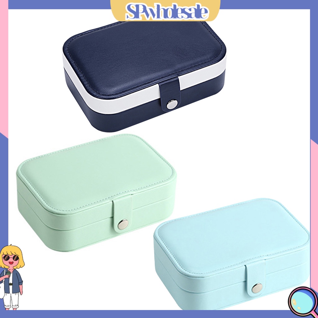 <SPwholesale> Hộp Đựng Bông Tai Hai Lớp Giả Da Chống Thấm Nước Mini Đơn Giản Cao Cấp Trưng Bày Trang Sức Cho Nữ