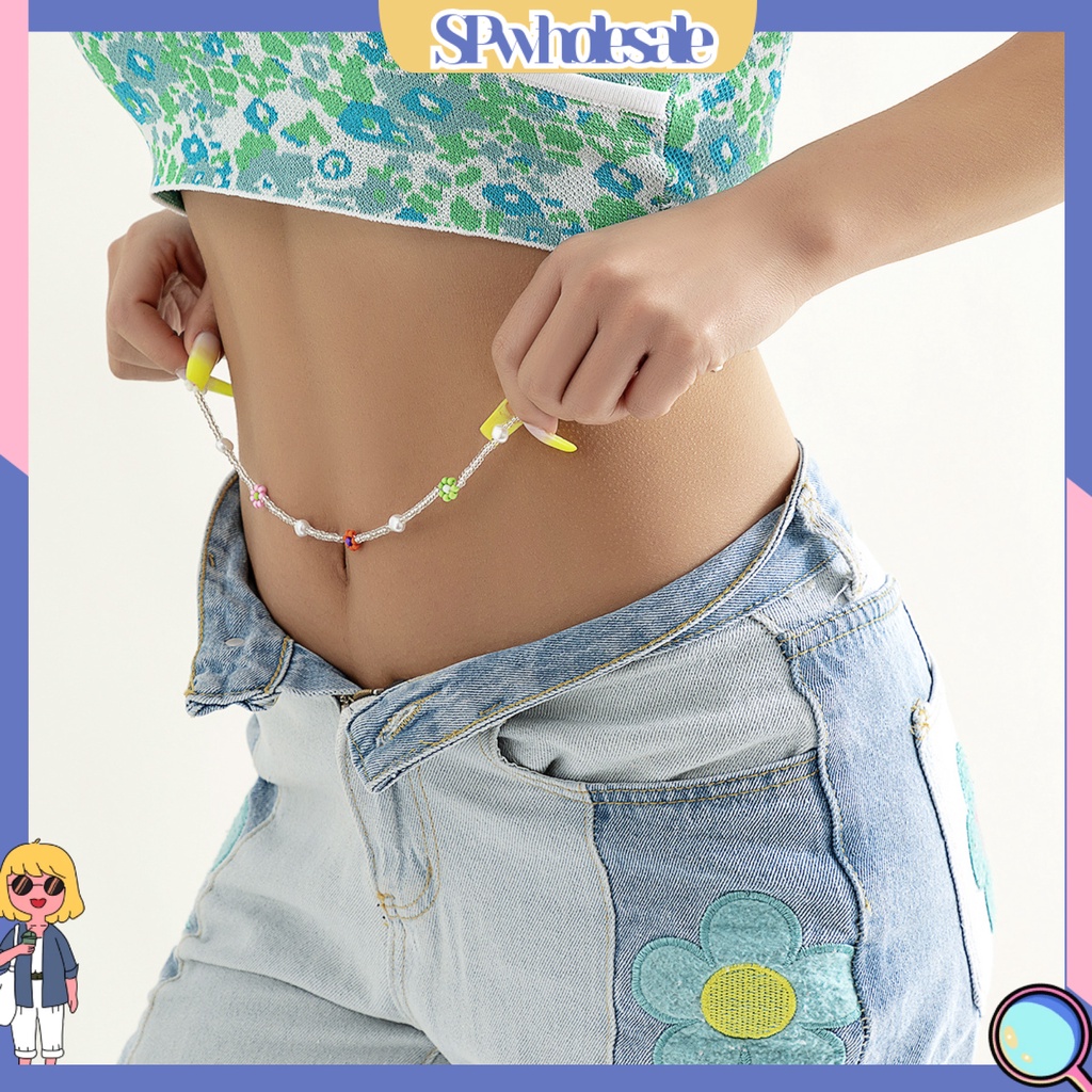 &lt;SPwholesale&gt; Chuỗi Hạt Đeo Hông Đính Ngọc Trai Nhân Tạo Nhiều Màu Sắc Có Thể Điều Chỉnh