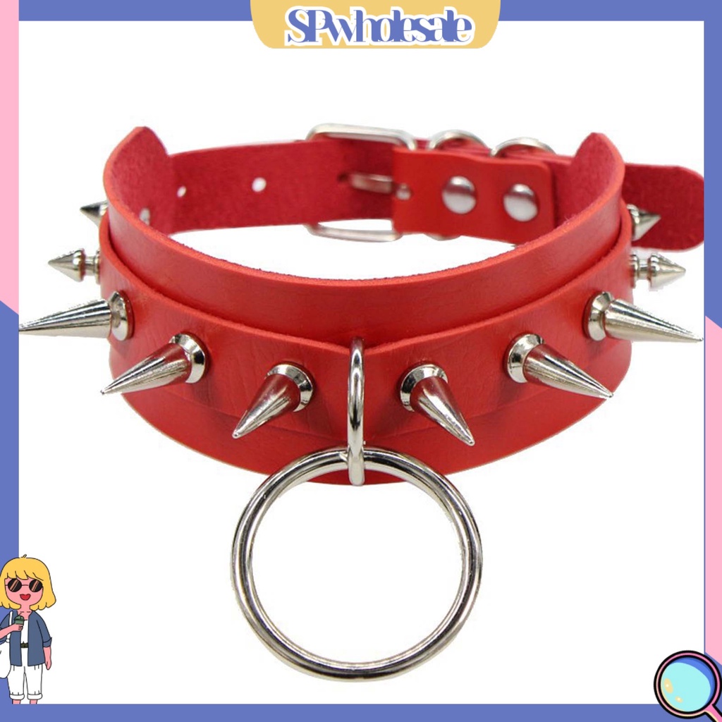 <SPwholesale> Vòng Cổ Giả Da Có Thể Điều Chỉnh Thoải Mái Phong Cách Punk Rock Thích Hợp Đi Tiệc
