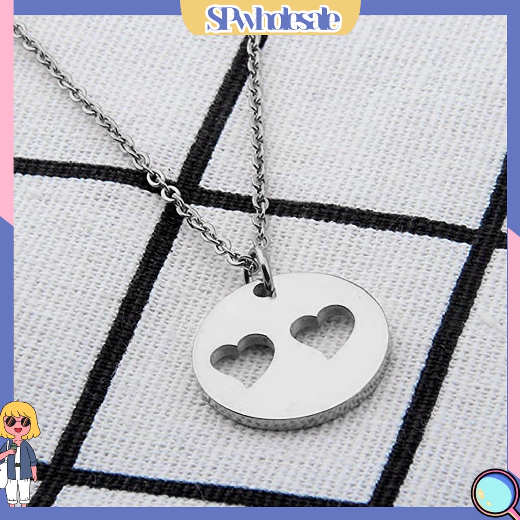 <SPwholesale> 1 / 1 Vòng cổ Nhiều Lớp Mặt Hình Trái Tim Bằng Thép Không Gỉ