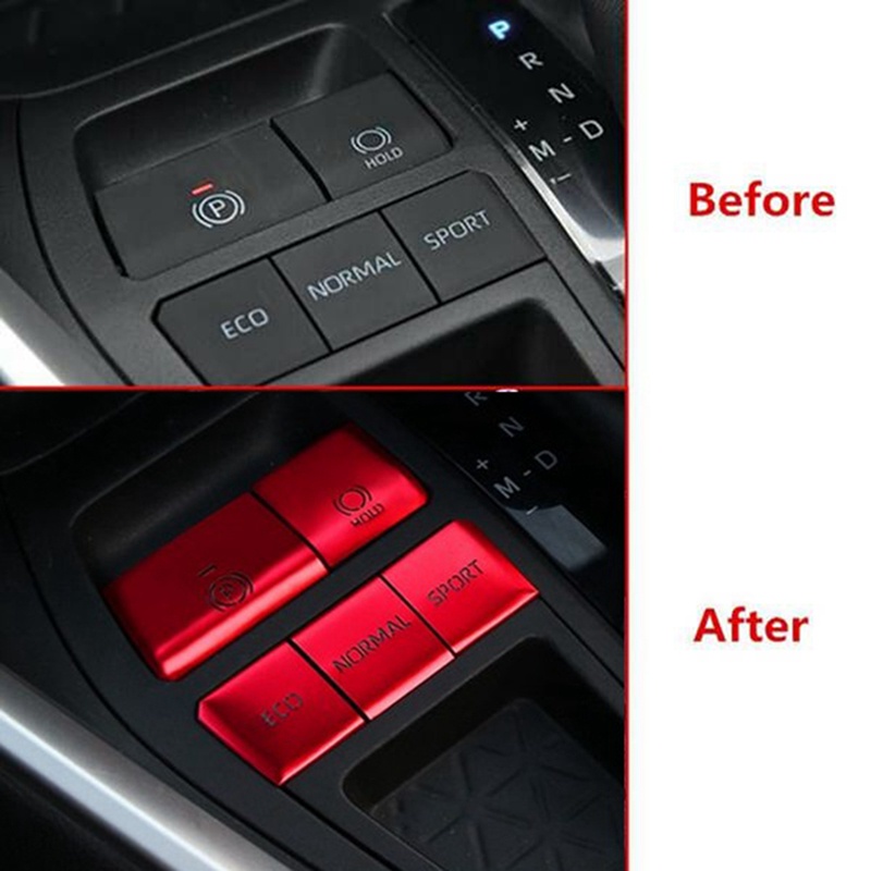 Bộ 5 Miếng Dán Nút Điều Khiển Trung Tâm Đa Phương Tiện Màu Đỏ Cho Toyota RAV4 2019-2021