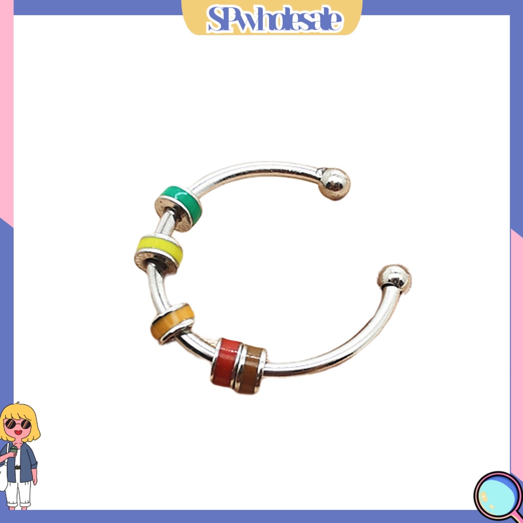 <SPwholesale> Nhẫn Hở Bằng Thép Không Gỉ Đính Hạt Resin Giải Tỏa Căng Thẳng Cho Văn Phòng