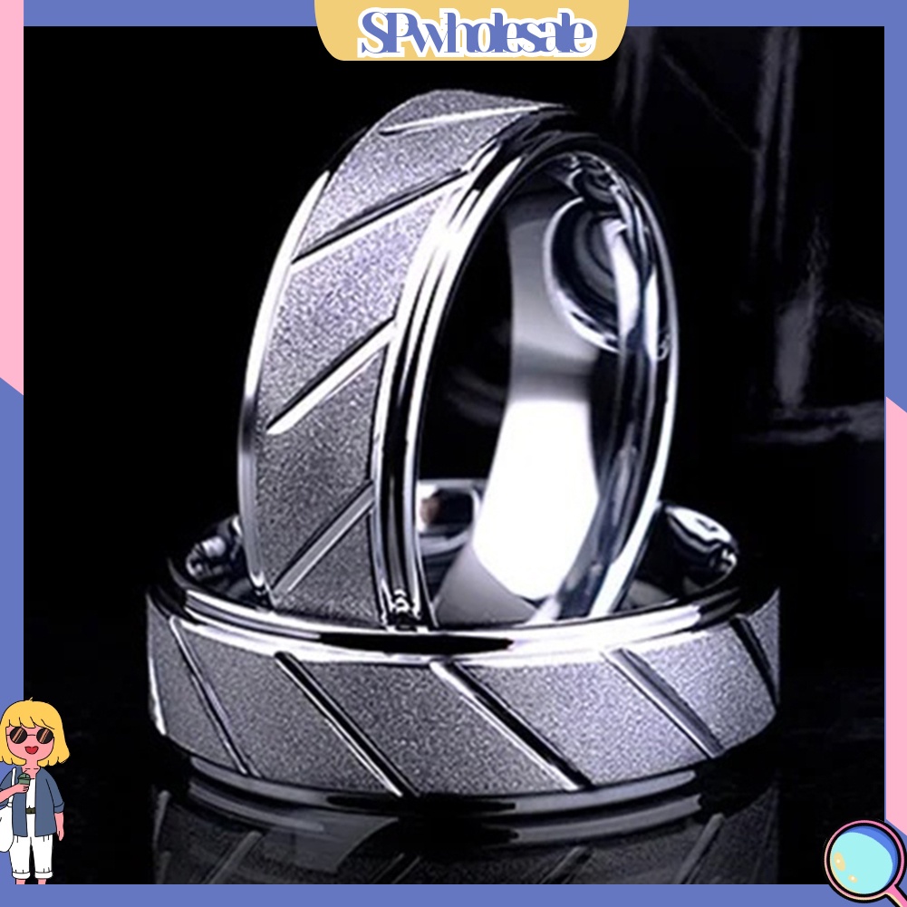 &lt;SPwholesale&gt; Nhẫn Đính Hôn Nam Mặt Nhám Hình Học Thời Trang