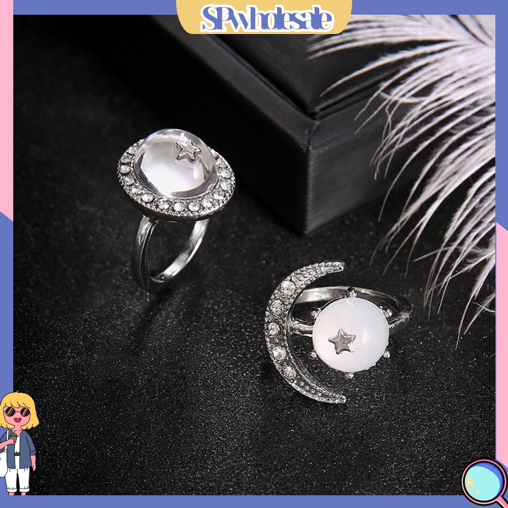 <SPwholesale> Bộ 2 Nhẫn Đốt Ngón Tay Trong Suốt Đính Đá Phong Cách Boho