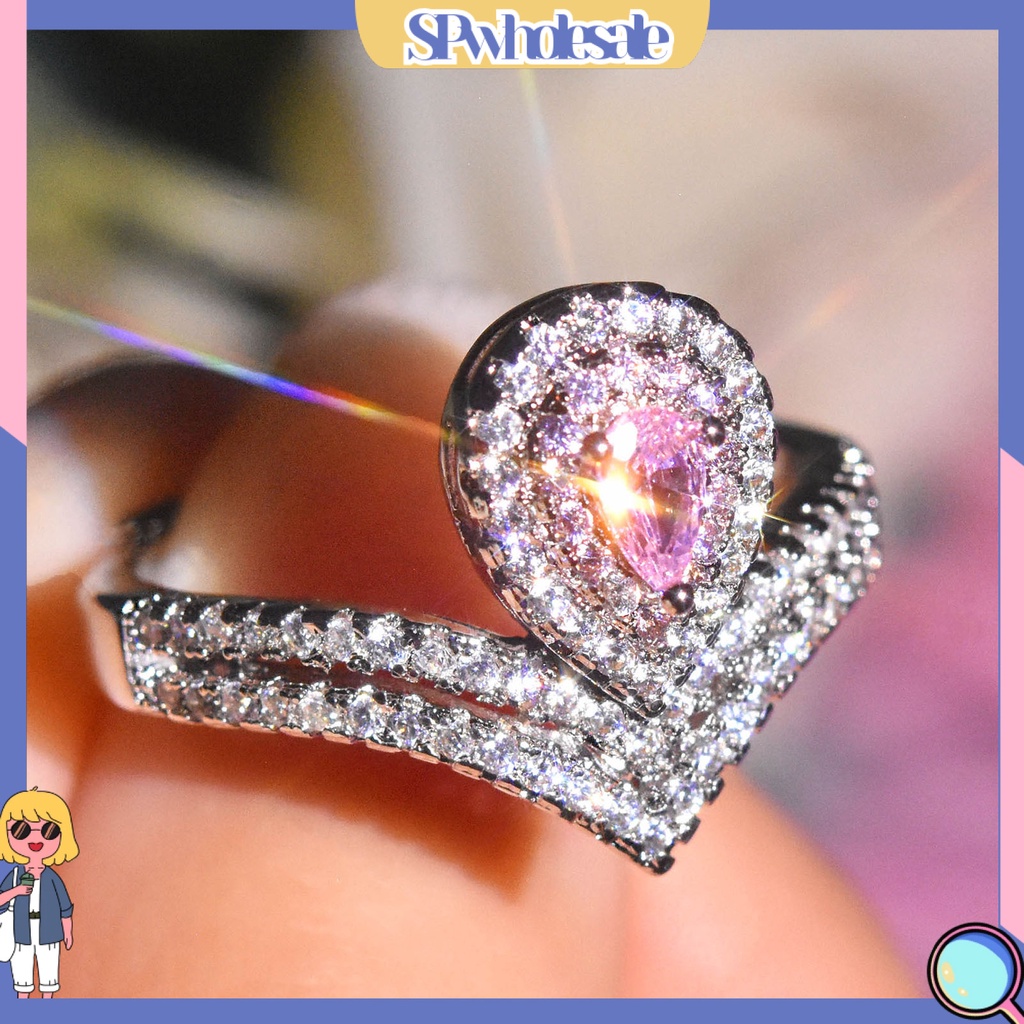 &lt;SPwholesale&gt; Nhẫn Hình Giọt Nước Giả Trang Sức Sáng Tinh Tế Cho Nữ Dự Tiệc