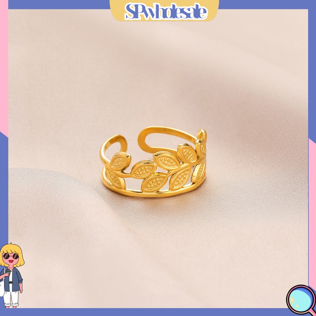 &lt;SPwholesale&gt; Nhẫn Hở Mạ Hình Chiếc Lá Có Thể Điều Chỉnh Kích Thước Dùng Trong Tiệc Cưới Prom