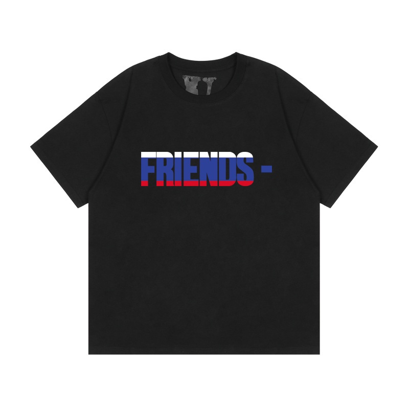 Áo Thun Cotton Tay Ngắn Dáng Rộng In Chữ Vlone Thời Trang Đường Phố Cho Nam Và Nữ