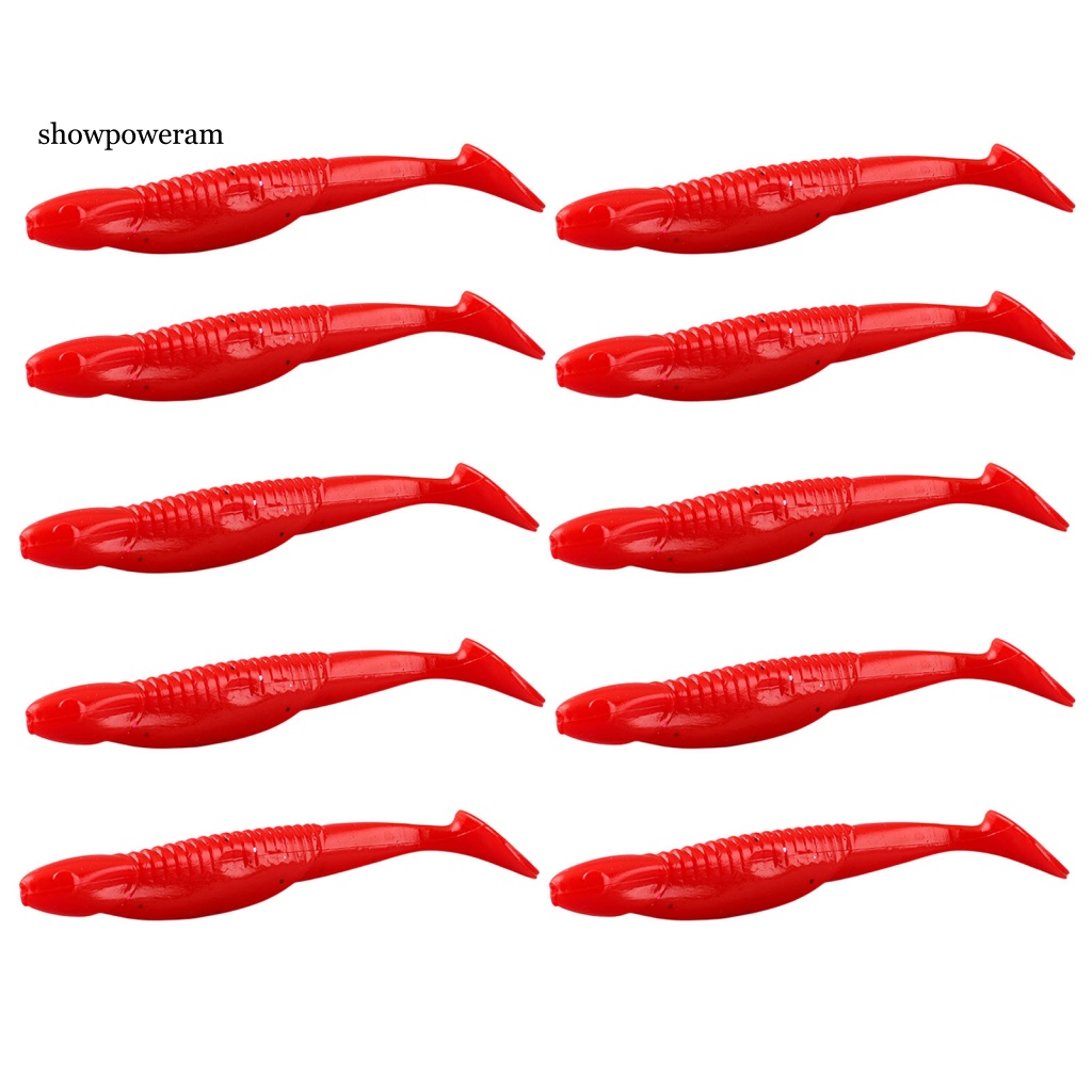 Set 10 Mồi Câu Cá Nhân Tạo Bằng PVC Mềm Hình Chữ T Tiện Dụng