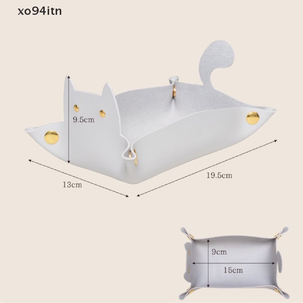1 Khay Da Đựng Đồ Để Bàn Hình Mèo Dễ Thương