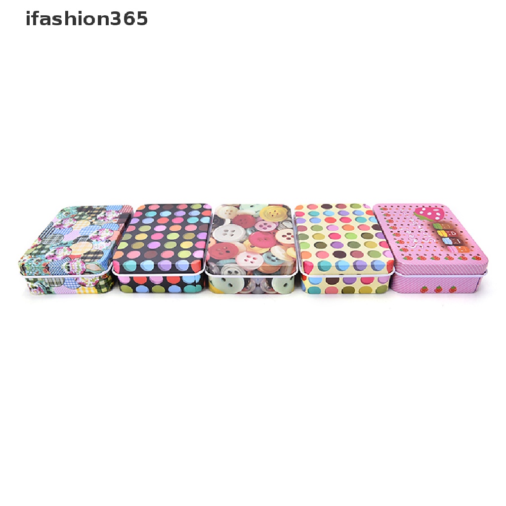 Hộp Thiếc Mini Hình Chữ Nhật In Họa Tiết Dễ Thương Đựng Đồ Thời Trang ifashion365
