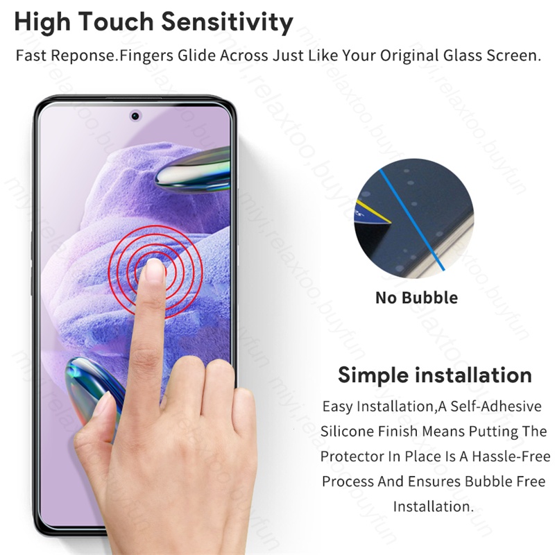 Set 2 Kính Cường Lực 9H Cao Cấp Bảo Vệ Toàn Màn Hình Cho Xiaomi Redmi Note 12S 12 11 pro plus 4G 5G 2AK