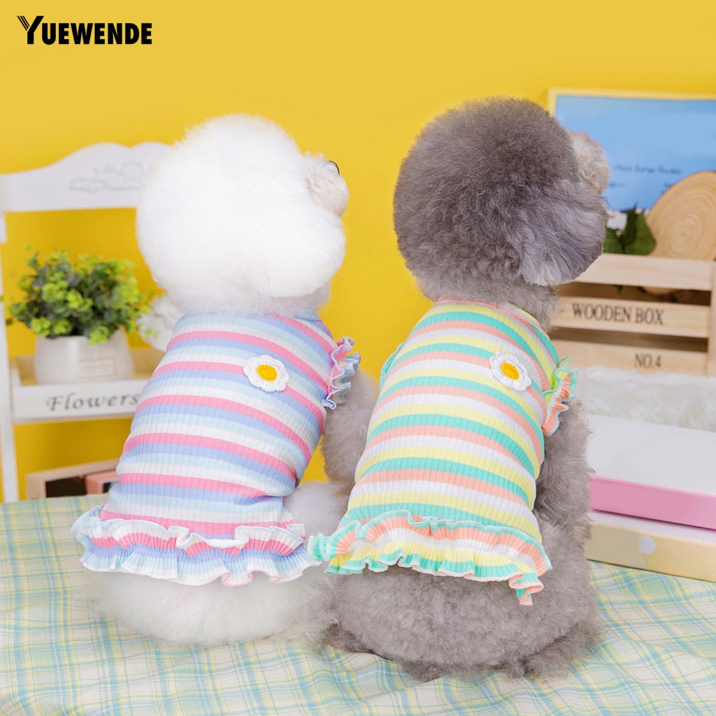 Yue.z Đầm Sát Nách Kẻ Sọc Thoáng Khí Mặc Hàng Ngày Cho Thú Cưng Edge