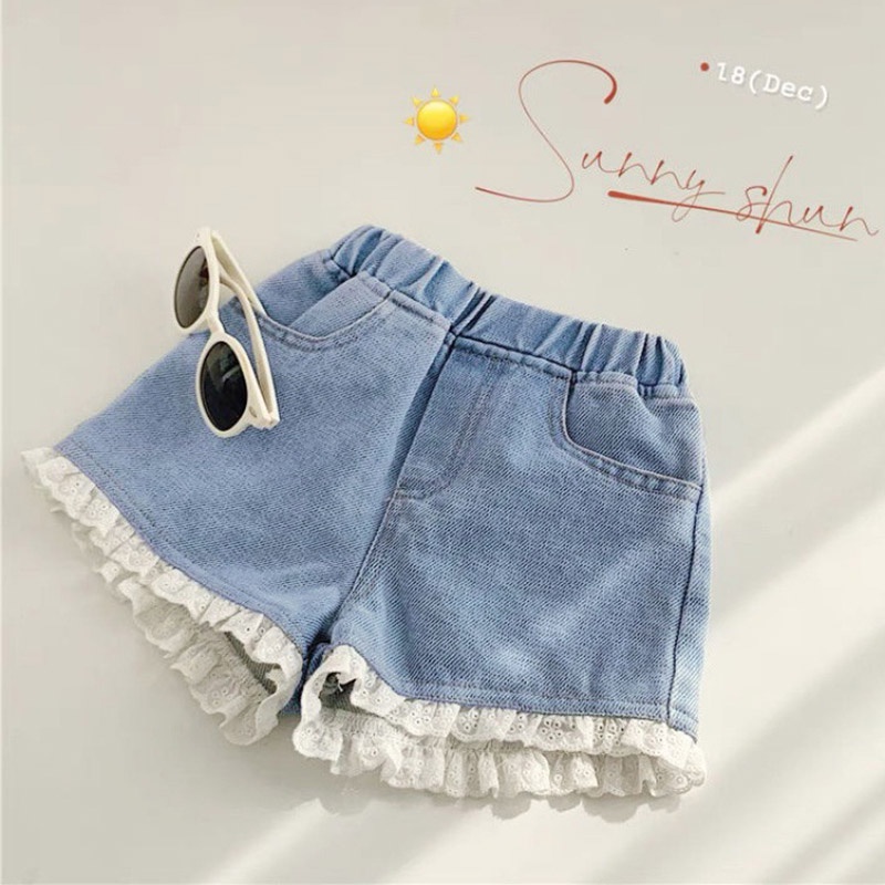 Quần short denim Mỏng Mùa Hè Phong Cách Hàn Quốc Hợp Thời Trang Mới Cho Bé Gái